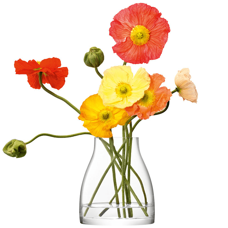 Flower Kiln Vase, H21cm, Clear