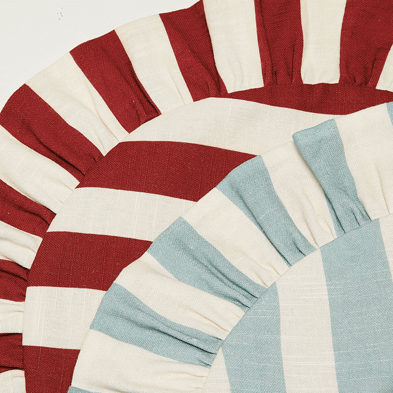 Wobbly Stripe Reversible Placemat, D39cm, Red & Blue