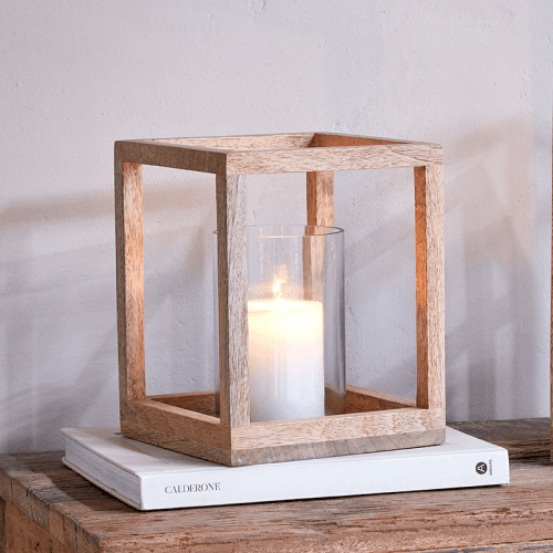 Image showing the Sanora Lantern, H30cm, Mango Wood product.