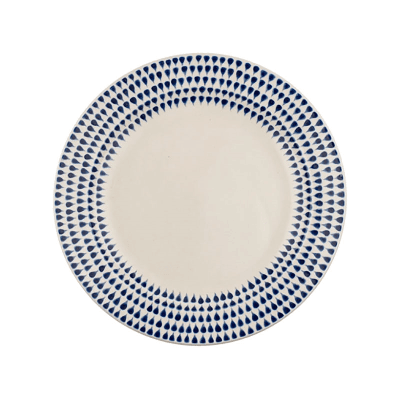 Indigo Drop 12 Piece Dinner Set, Cream & Blue