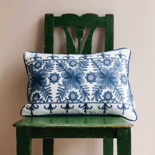 Image showing the Angelica Cushion, 35 x 50cm, Navy product.