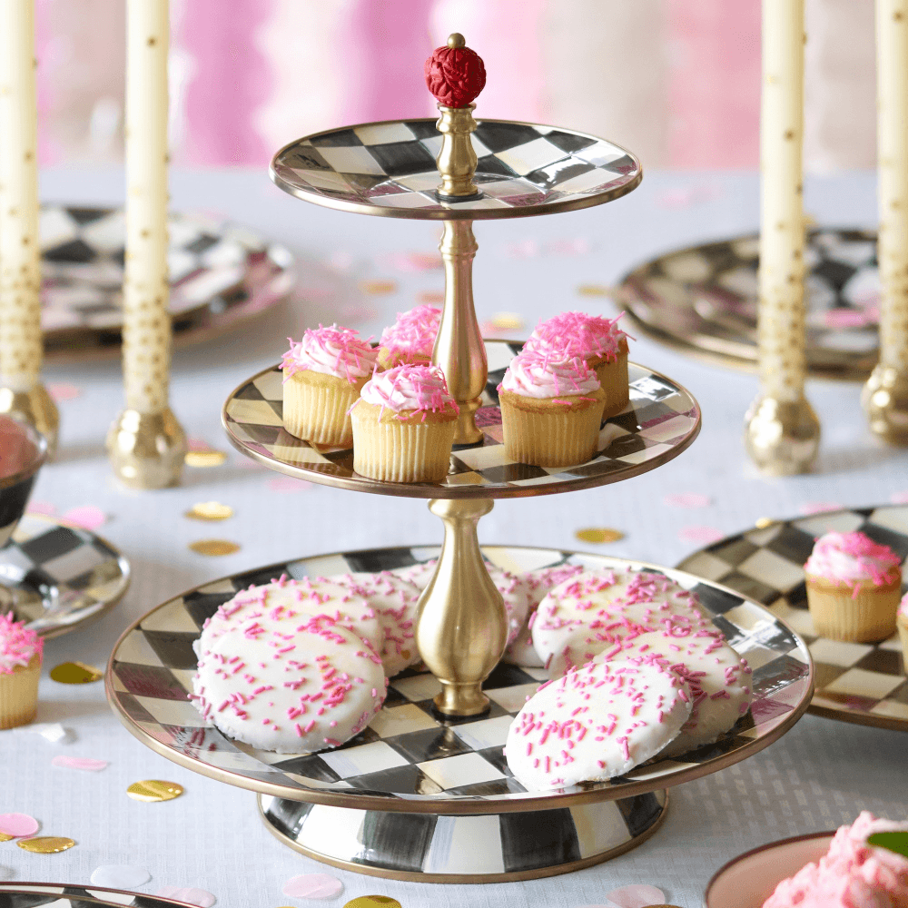 Courtly Check 3 tier sweet stand, 31 x 36cm, enamel