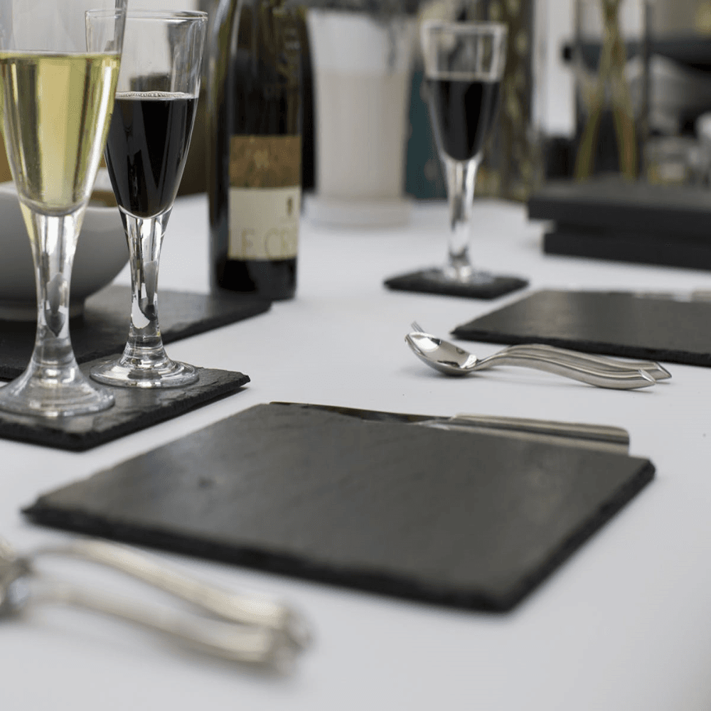 Pair of square tablemats, 25cm, Slate