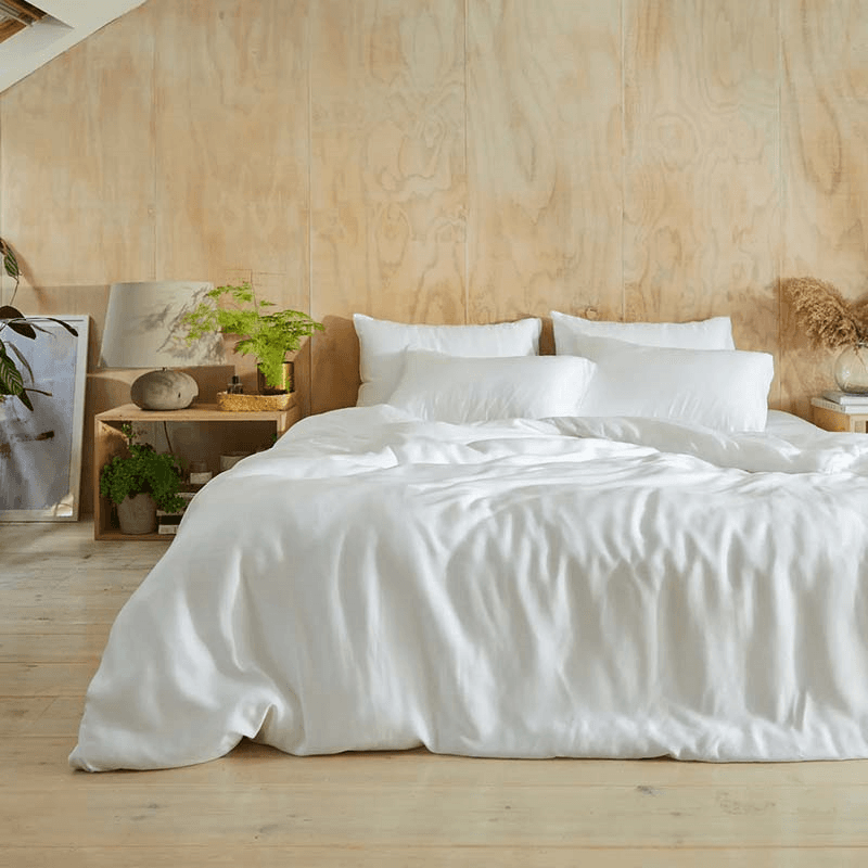 Eucalyptus Silk Double Bedding Set, White