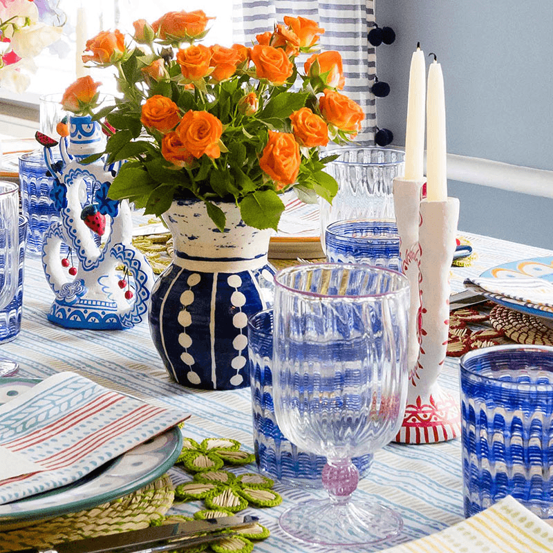 Dot Double Layer Vase, H25cm, Indigo