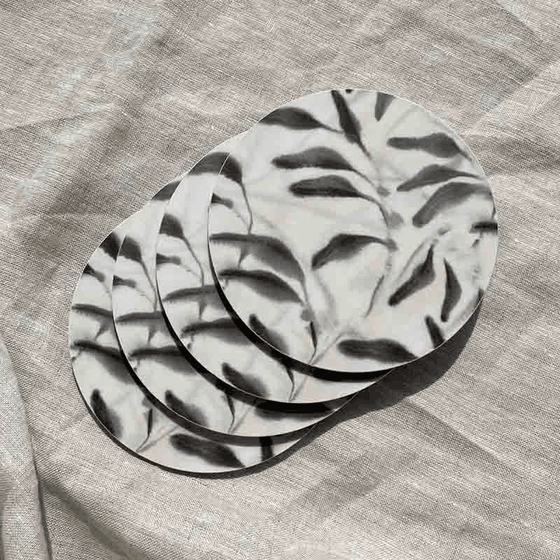 Amongst Set of 4 Coasters, D10cm, Beige Grey