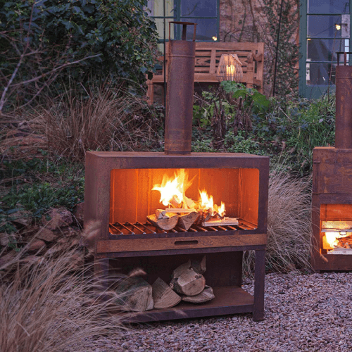 Image showing the Outdoor Heater and Wood Store, H76.5cm, Rust product.