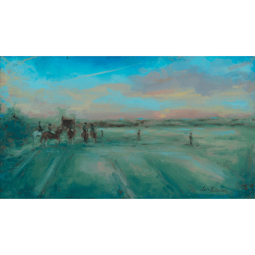 Image showing the Horses Gathering Framed Oil Painting on Board, 40 x 54cm, Multi product.