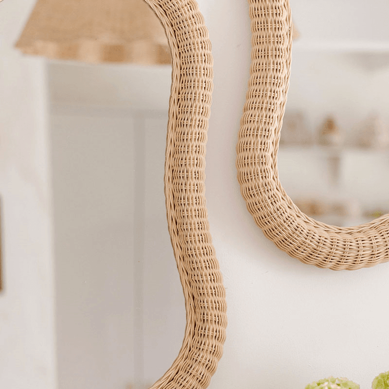Joy Rattan Asymmetric Mirror, 84cm, Natural