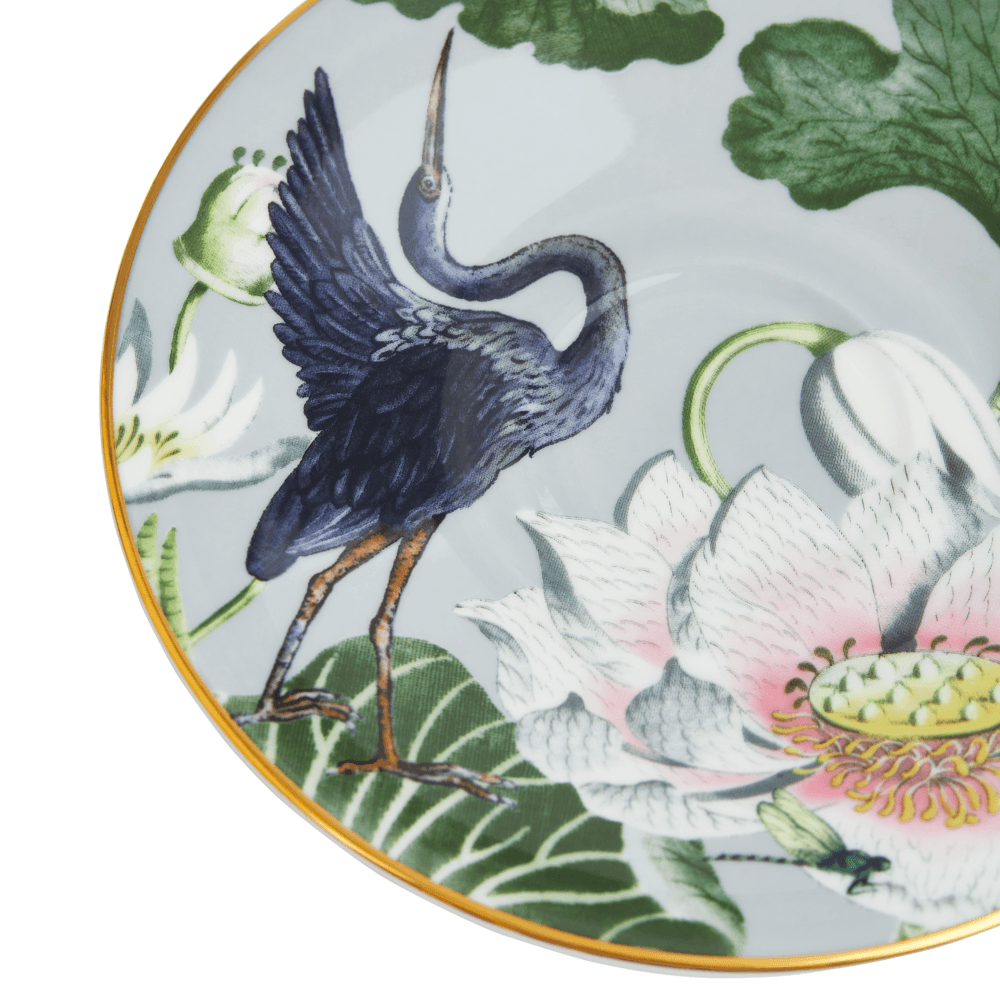 Wonderlust Waterlily Teacup & Saucer, Yellow/Grey