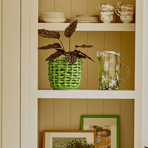 Image showing the Juicy Basketweave Planter, D18cm, Apple Green product.
