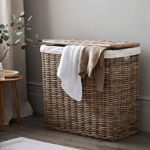 Image showing the Kubu Laundry Basket, H75 x W49.5 x L38cm, Natural product.