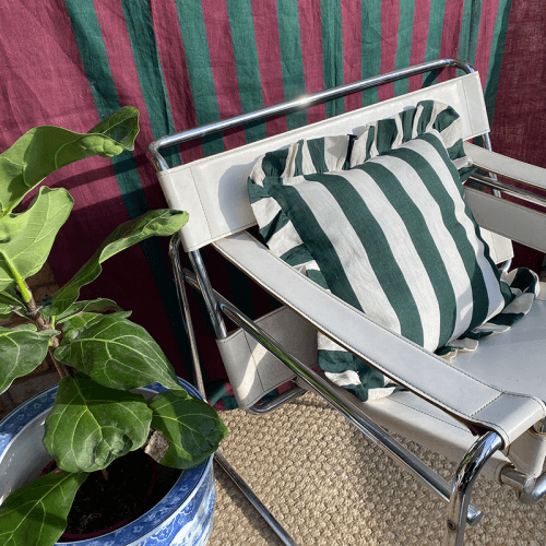Image showing the Wide Stripe Cushion Cover, 45 x 45 cm, Forset Green product.