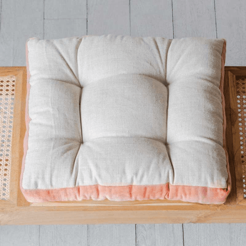 Image showing the Cushioned Seat Pad, L40 x W40cm, Natural and Pink product.