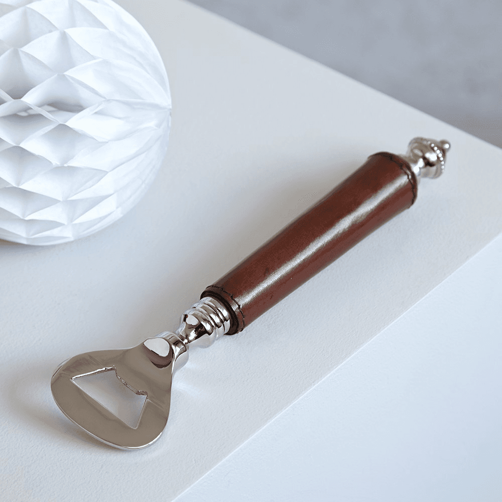 Bottle Opener, 21cm, Tan Leather