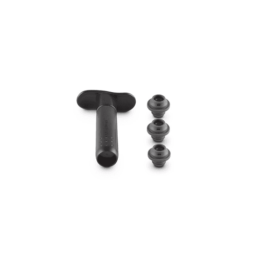 Image showing the Wine Preserving Pump & 3 Stoppers, Black product.