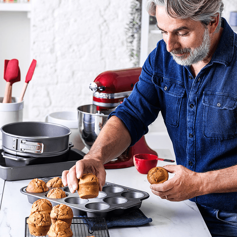 Metal Bakeware 12 Piece Muffin Pan, Grey