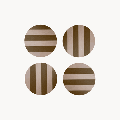 Image showing the Stripe Set of 4 Coasters, D10cm, Ochre product.