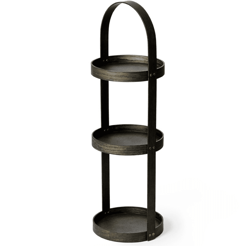 Mezza 3 tier round caddy, H82 x W26 x D25.5cm, Dark Brown