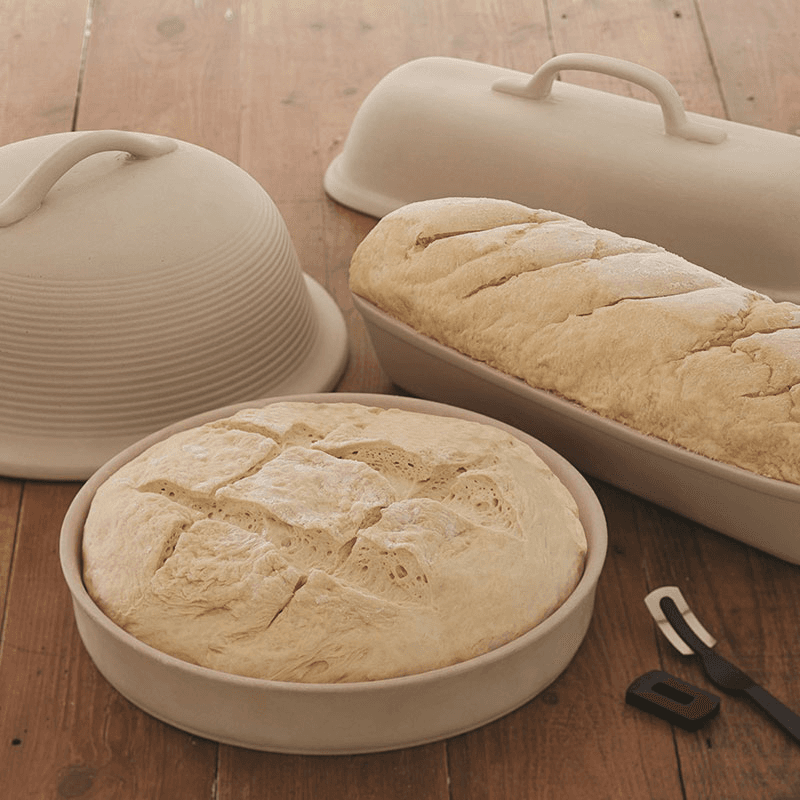 Round stoneware bread baking cloche