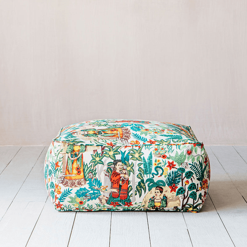 Mexicana Pouffe, H30 x W60 x D60cm, Red & Green
