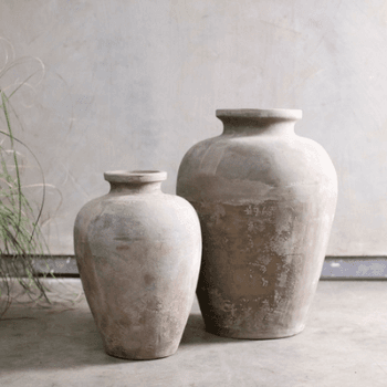 Affiti Large clay pot, D66 x 46cm, Antique Grey