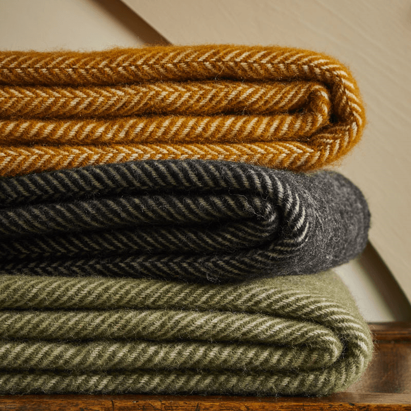 Fishbone Throw, 150 x 183cm, English Mustard