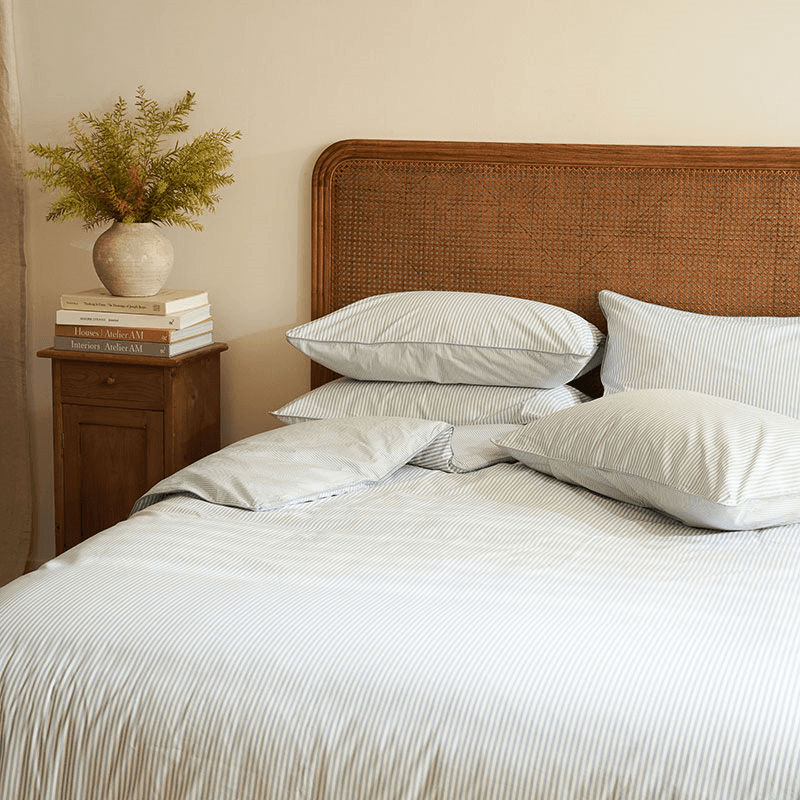 Striped Percale  Duvet Cover, Superking, Blue Stripe
