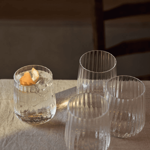 Image showing the Ribbed Set of 4 Ribbed Tumblers, H11cm, Clear product.