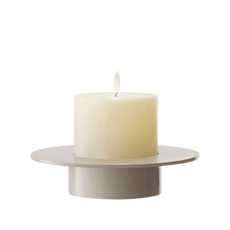 Beacon Candle Holder, H14cm, Concrete Grey & Clear