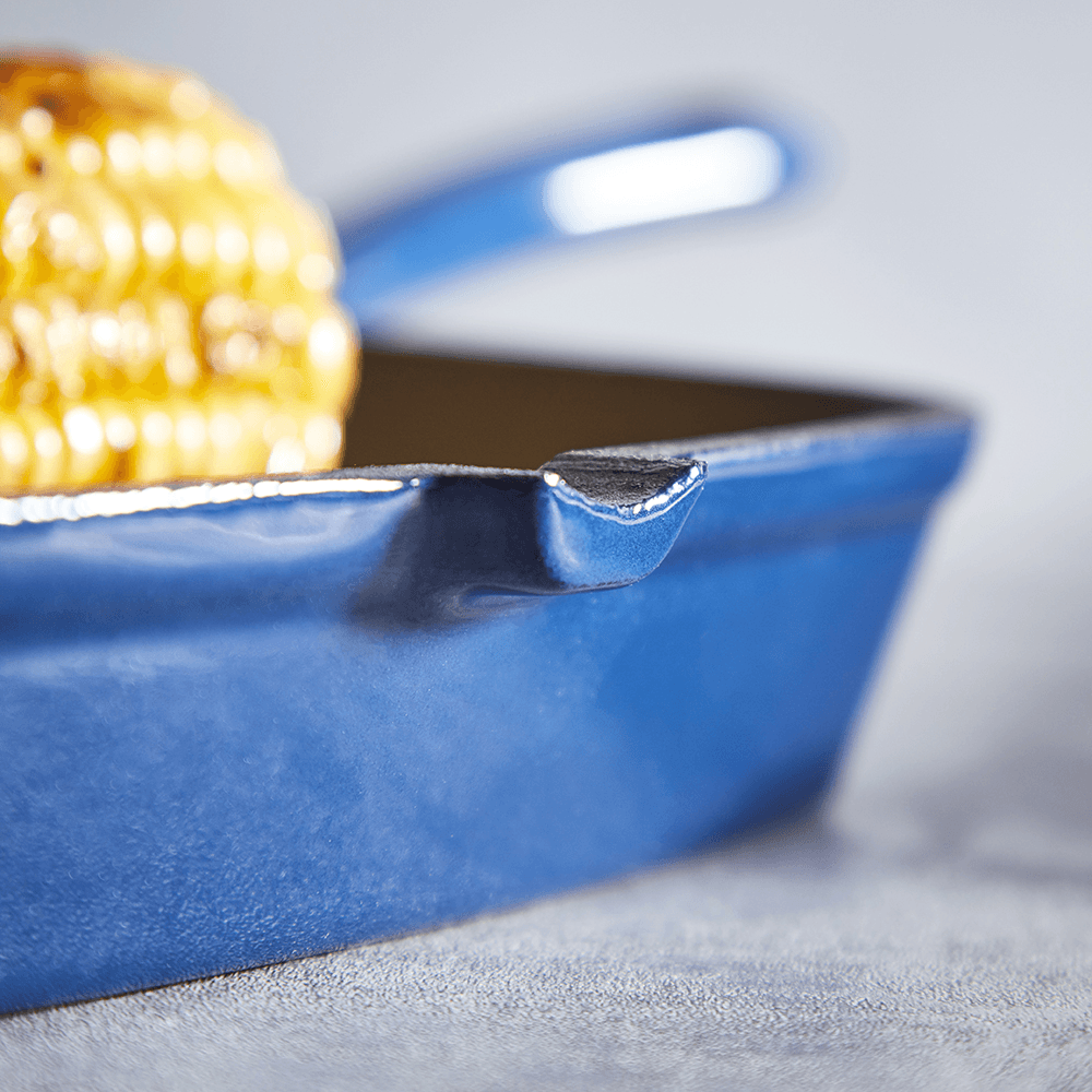 Foundary Cast Iron Square Griddle Pan, 26cm, Blue