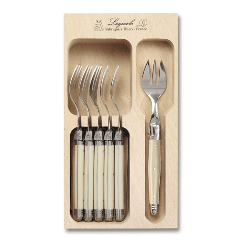 Image showing the 6 Piece Cake Fork Set in Tray, Ivory product.