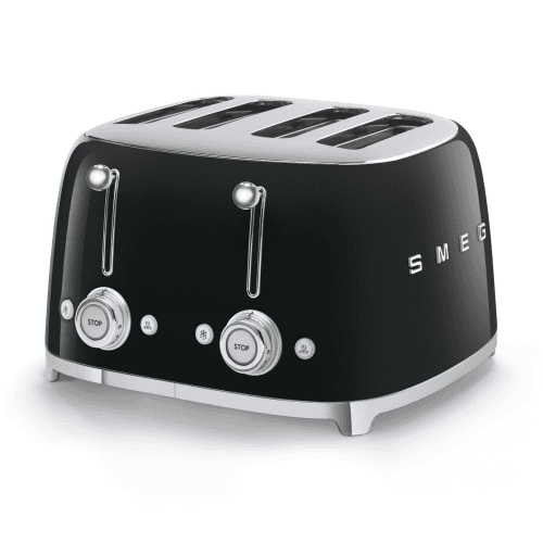 Image showing the 50's Retro 4 slice toaster - 4 slot, Black product.