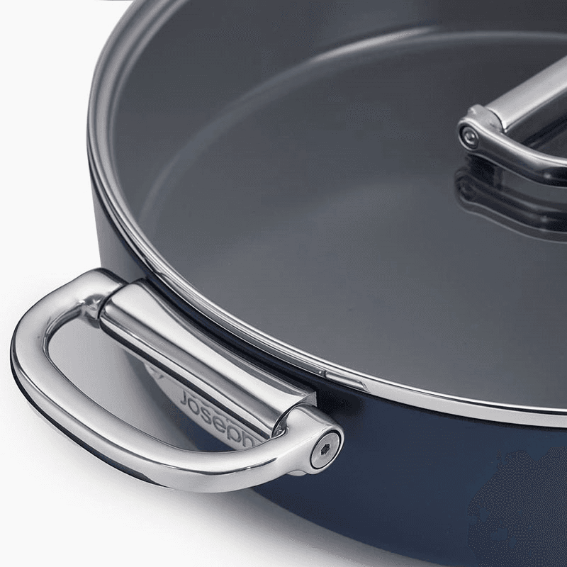Space Folding Handle Ceramic Non-Stick 6 Piece Cookware Set, Midnight Blue