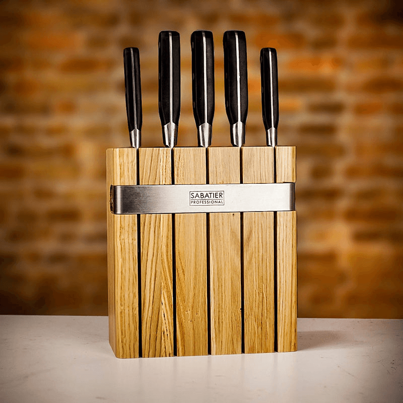 Knife Block, Oak with 5 Sabatier Knives