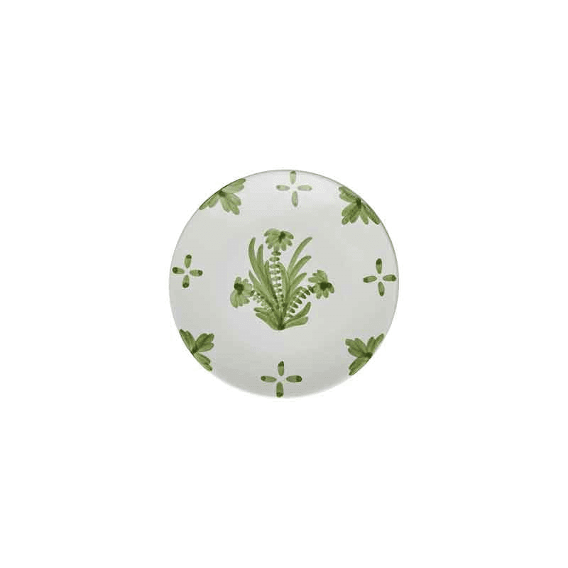 Green Summer Flower Ceramic Small Plate, 17.5cm