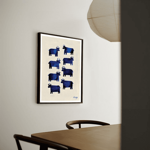 Image showing the Cows Print, A3, Blue product.