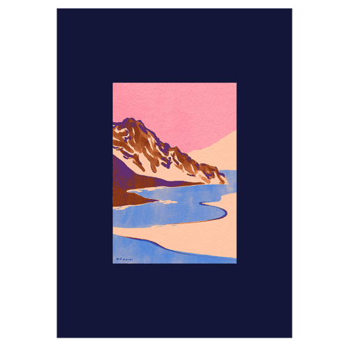 Image showing the Blue Landscape Art Print, 50 x 70cm product.