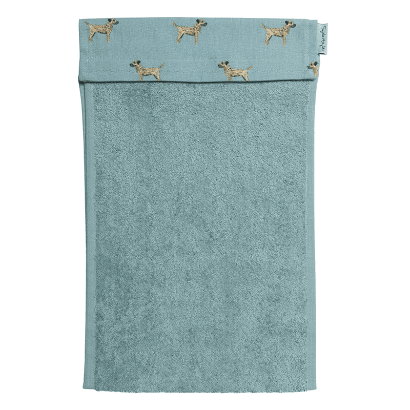 Border Terrier Roller Hand Towel, Teal