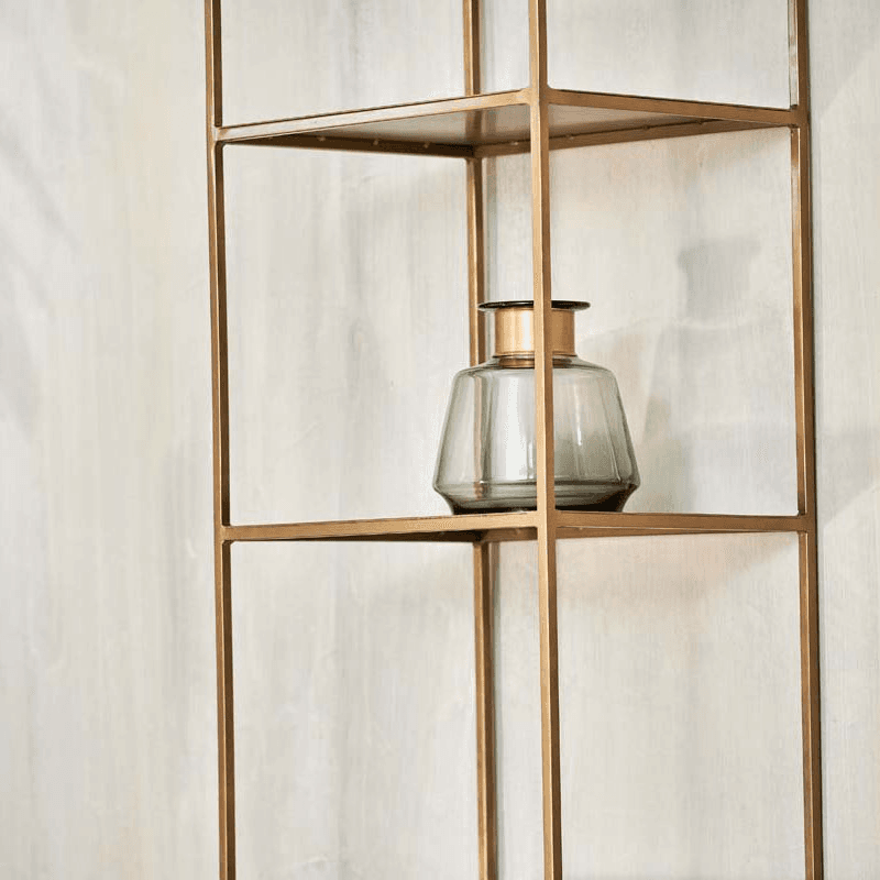 Mahi Shelving Unit, H170cm x W46cm, Antique Brass