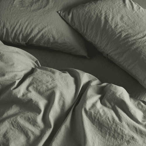 Image showing the Relaxed Cotton Pair of Standard Pillowcases, Moss product.