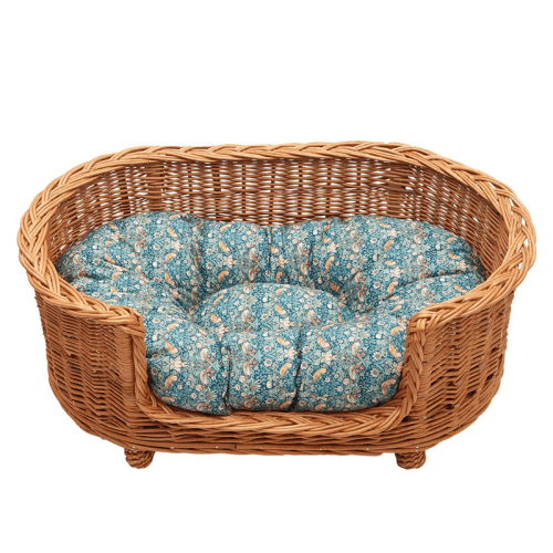 Image showing the Strawberry Thief Oval Pet Bed, Green product.