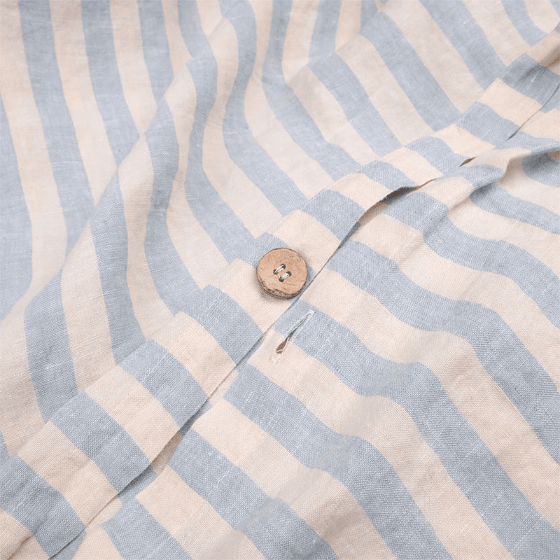 Pembroke Stripe Linen Duvet Cover, Super King, Coastal Blue