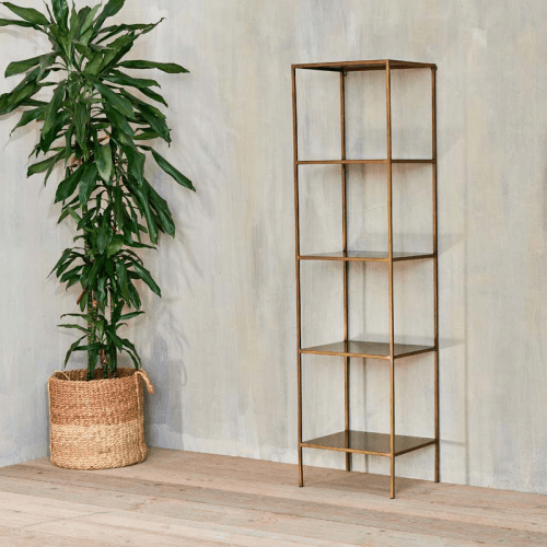 Image showing the Mahi Shelving Unit, H170cm x W46cm, Antique Brass product.