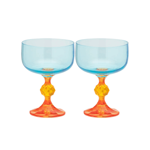 Image showing the Paradise Set of 2 Cocktail Glasses, Blue & Orange product.