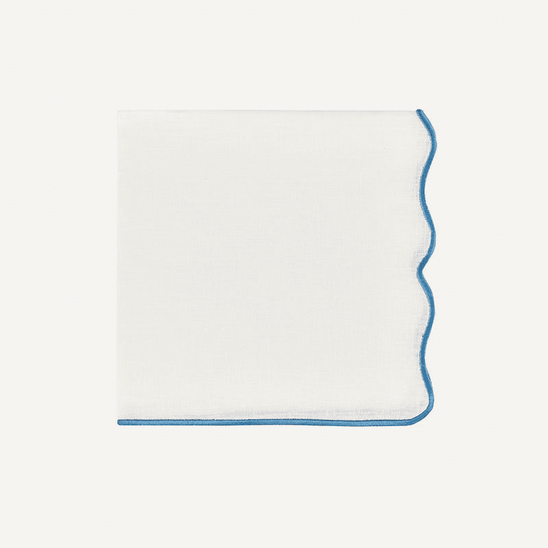 Scalloped Linen Napkin, Classic Blue, 50cm, Classic Blue