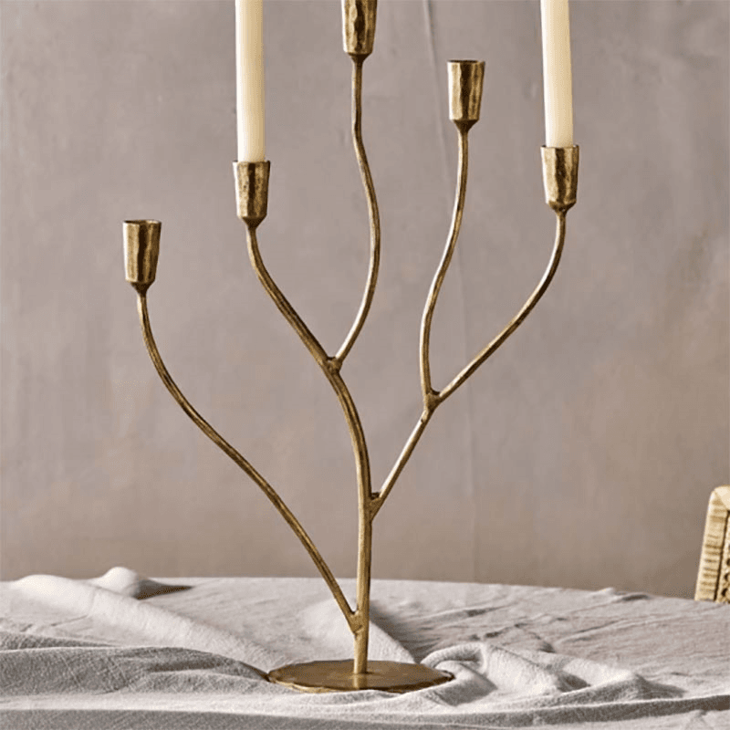 Palani Statement Candelabra, Antique Brass