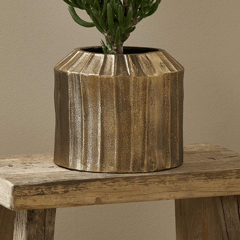 Nabara Cast Aluminium Planter, 2L, Antique Brass