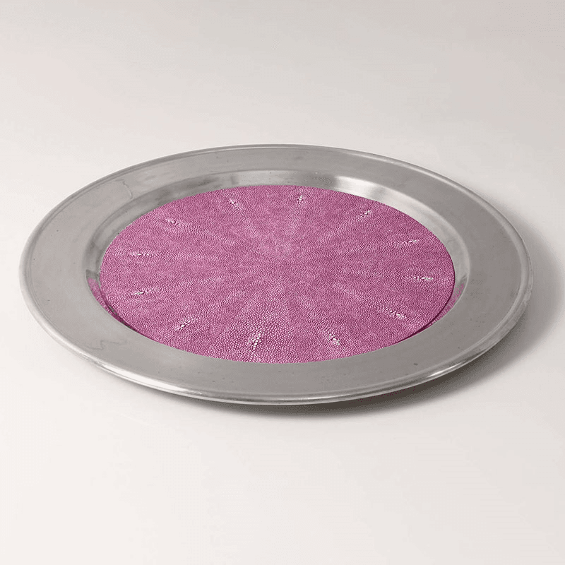 Duchess Serving Tray, D53cm, Pink Shagreen