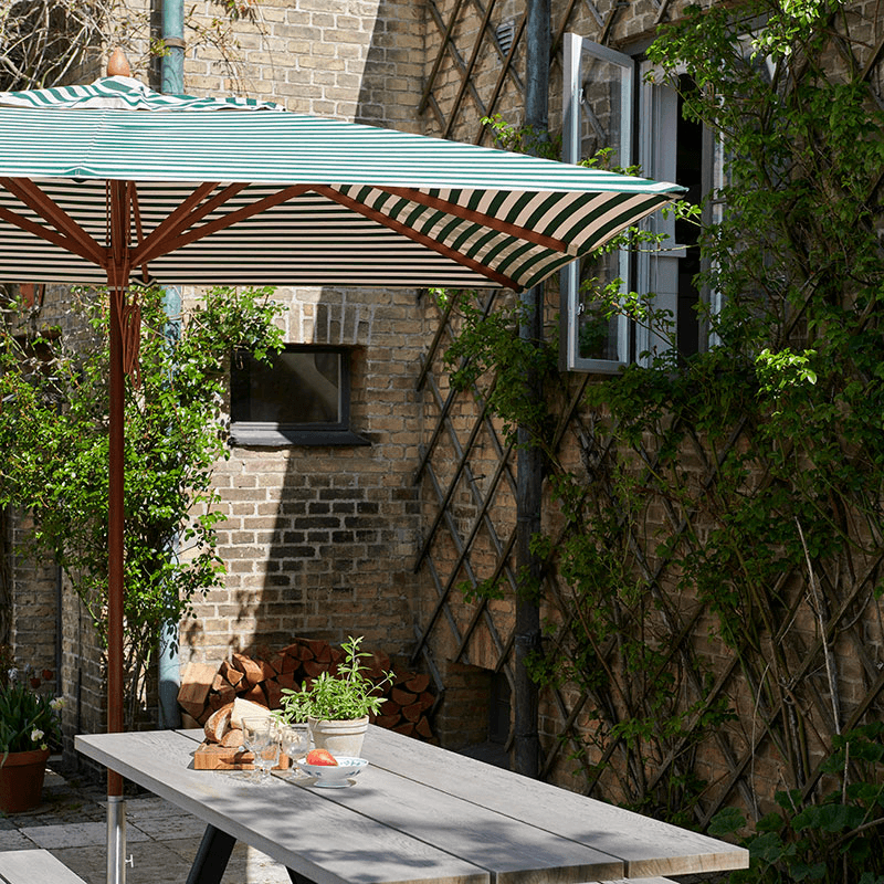 Messina Umbrella, H270 x W300cm, Light Apricot/Dark Green